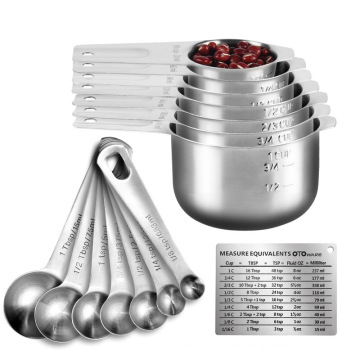 Kitchen Gadgets Stackable 14PCS Set + 1 Magnetic Conversion Chart Stainless Steel Adjustable Measuring Spoons And Cups